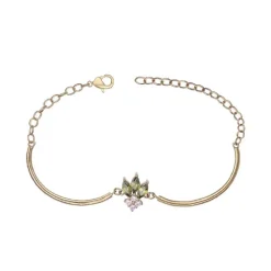 Bracelet femme semi-rigide EDORA PLAQUE OR et oxydes multicolores