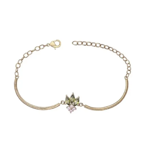 Bracelet femme semi-rigide EDORA PLAQUE OR et oxydes multicolores
