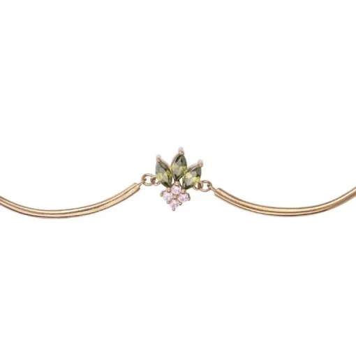 Bracelet femme semi-rigide EDORA PLAQUE OR et oxydes multicolores