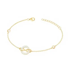 Bracelet femme signe infini EDORA PLAQUE OR et oxydes