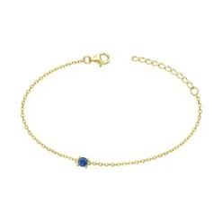 Bracelet femme solitaire EDORA PLAQUE OR et spinelle bleue
