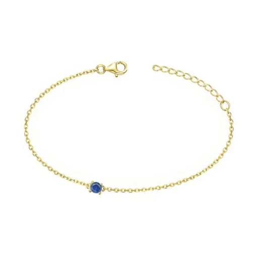 Bracelet femme solitaire EDORA PLAQUE OR et spinelle bleue
