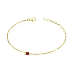 Bracelet femme solitaire EDORA PLAQUE OR et spinelle rouge