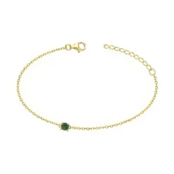 Bracelet femme solitaire EDORA PLAQUE OR et spinelle verte
