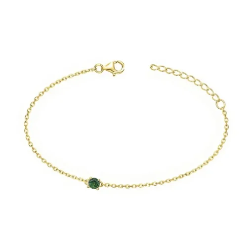 Bracelet femme solitaire EDORA PLAQUE OR et spinelle verte
