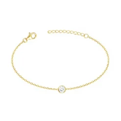 Bracelet Femme Solitaire PLAQUE OR Jaune et Oxyde