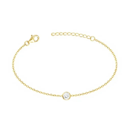 Bracelet Femme Solitaire PLAQUE OR Jaune et Oxyde