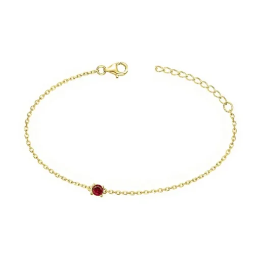 Bracelet femme solitaire EDORA PLAQUE OR et spinelle rouge
