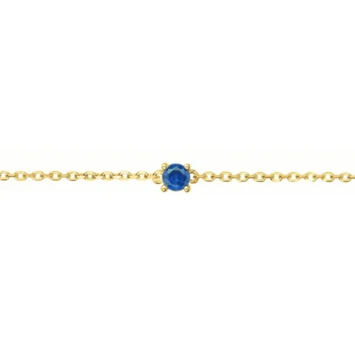 Bracelet femme solitaire EDORA PLAQUE OR et spinelle bleue