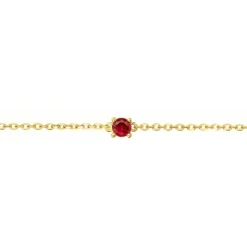 Bracelet femme solitaire EDORA PLAQUE OR et spinelle rouge