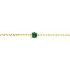Bracelet femme solitaire EDORA PLAQUE OR et spinelle verte