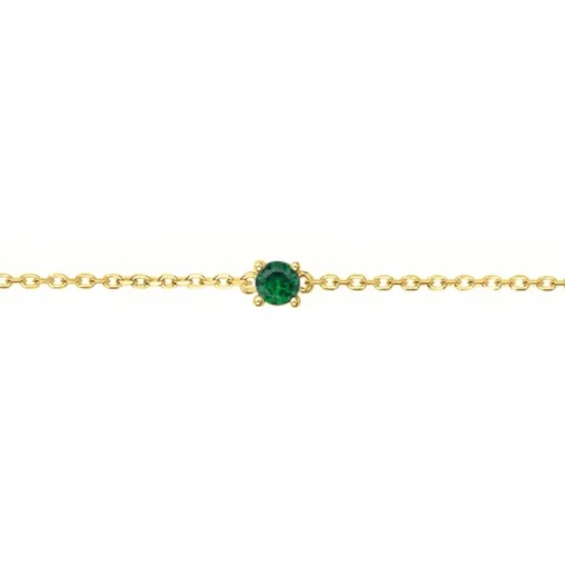 Bracelet femme solitaire EDORA PLAQUE OR et spinelle verte