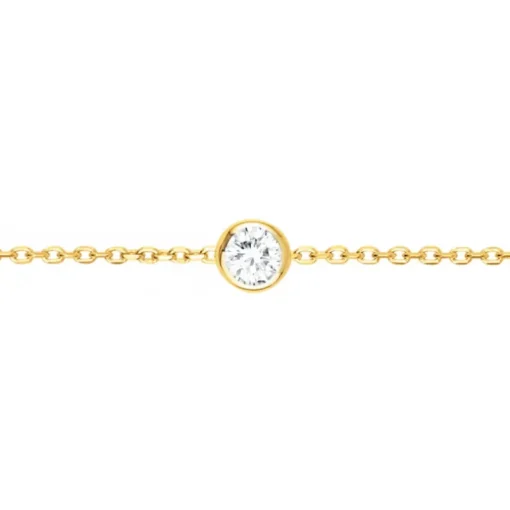 Bracelet Femme Solitaire PLAQUE OR Jaune et Oxyde