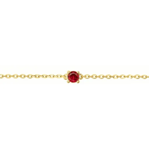 Bracelet femme solitaire EDORA PLAQUE OR et spinelle rouge