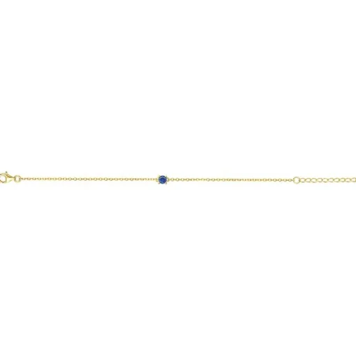 Bracelet femme solitaire EDORA PLAQUE OR et spinelle bleue