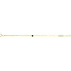 Bracelet femme solitaire EDORA PLAQUE OR et spinelle verte