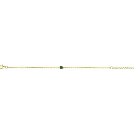 Bracelet femme solitaire EDORA PLAQUE OR et spinelle verte