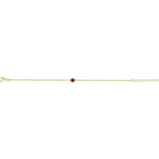 Bracelet femme solitaire EDORA PLAQUE OR et spinelle rouge