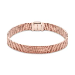 Bracelet Femme Taille 18CM PANDORA REFLEXIONS MAILLE TISSÉE Doré Rose 14 Carats