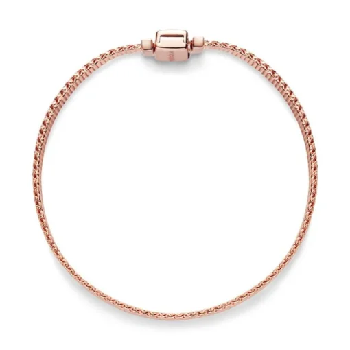 Bracelet Femme Taille 17CM PANDORA REFLEXIONS MAILLE TISSÉE Doré Rose 14 Carats