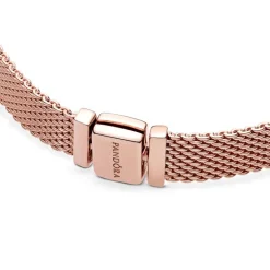 Bracelet Femme Taille 17CM PANDORA REFLEXIONS MAILLE TISSÉE Doré Rose 14 Carats