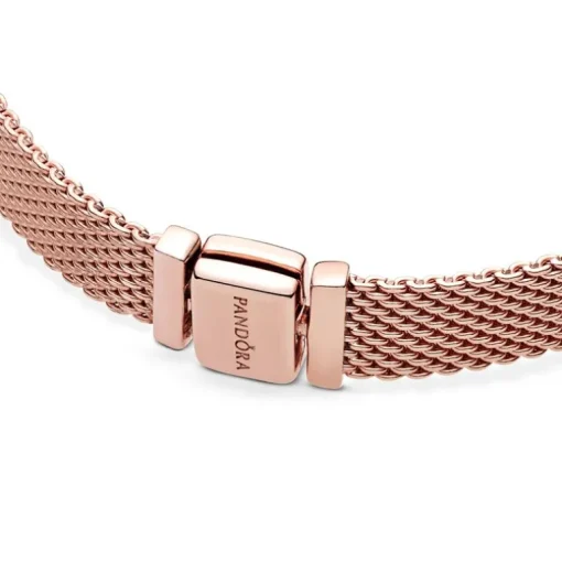 Bracelet Femme Taille 17CM PANDORA REFLEXIONS MAILLE TISSÉE Doré Rose 14 Carats