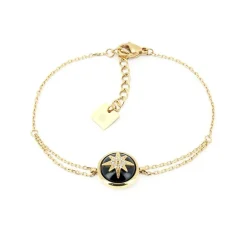 Bracelet Femme ZAG EVELYNE ONYX NOIR Acier Doré