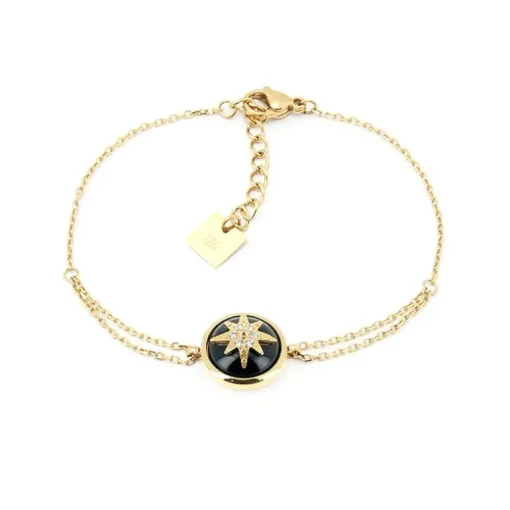 Bracelet Femme ZAG EVELYNE ONYX NOIR Acier Doré