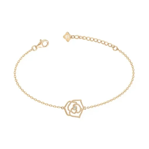 Bracelet Femme Rose Perlée La Garçonne PLAQUE OR et Diamant