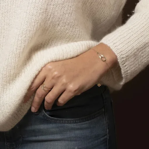 Bracelet Femme Évidence La Garçonne PLAQUE OR et Diamant