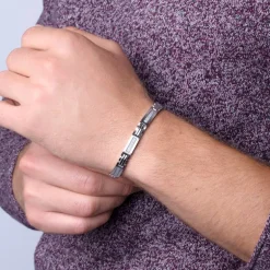 Bracelet Homme Acier Phebus et Carbone blanc
