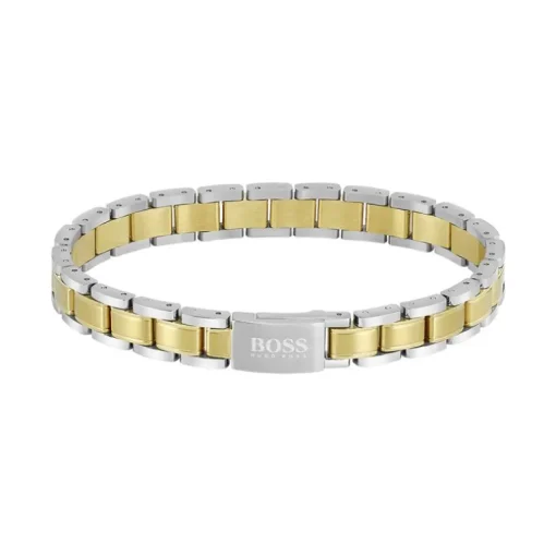 bracelet homme BOSS acier argenté et doré