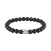 bracelet homme BOSS acier argenté et perles