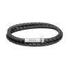 Bracelet Homme BOSS ARES Cuir Noir et Acier Argenté
