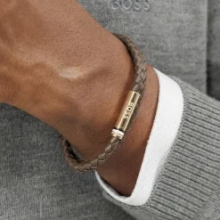 Bracelet Homme BOSS Ares cuir Marron 1580670M
