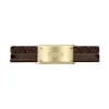 Bracelet Homme BOSS GALEN Acier Doré et Cuir Brun