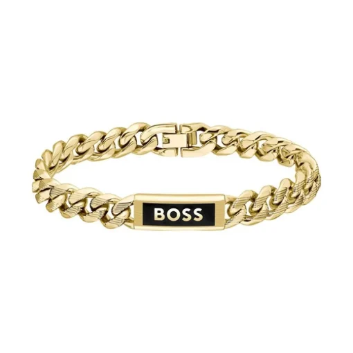 Bracelet Homme BOSS Kassy Emblem Acier Doré 1580680M