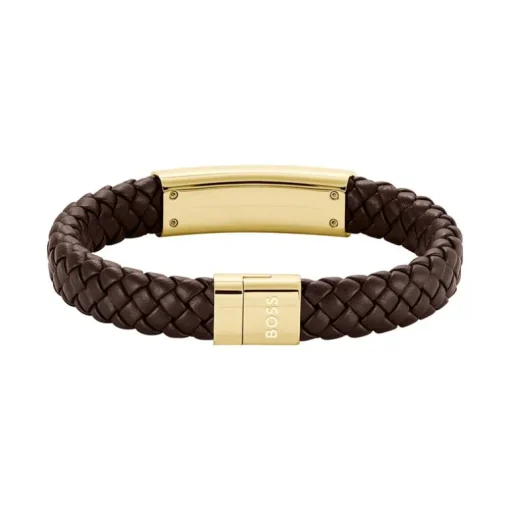 Bracelet Homme BOSS Lander cuir Marron 1580746M