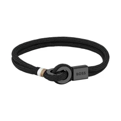 Bracelet Homme BOSS THAD SPORT Nylon Noir et Acier Noir