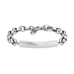 Bracelet Homme 22CM FOSSIL HARLOW LINEAR TEXTURE Acier Argenté