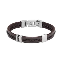 Bracelet Homme 21.3CM FOSSIL LEATHER ESSENTIALS Cuir Brun