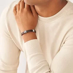 Bracelet Homme 21.3CM FOSSIL LEATHER ESSENTIALS Cuir Brun