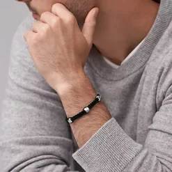 Bracelet Homme 25CM FOSSIL HARLOW LINEAR TEXTURE Nylon Noir