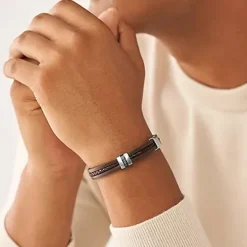 Bracelet Homme 21.3CM FOSSIL LEATHER ESSENTIALS Cuir Brun