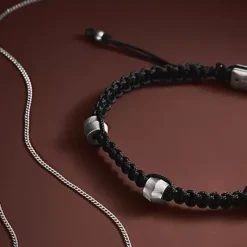 Bracelet Homme 25CM FOSSIL HARLOW LINEAR TEXTURE Nylon Noir