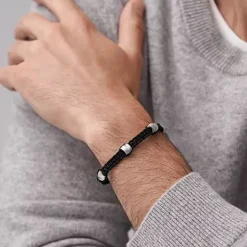 Bracelet Homme 25CM FOSSIL HARLOW LINEAR TEXTURE Nylon Noir