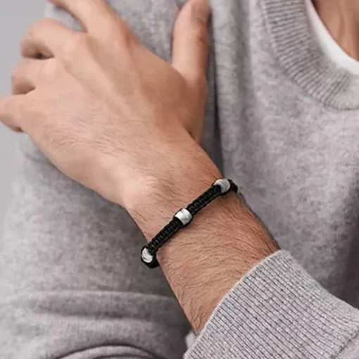 Bracelet Homme 25CM FOSSIL HARLOW LINEAR TEXTURE Nylon Noir