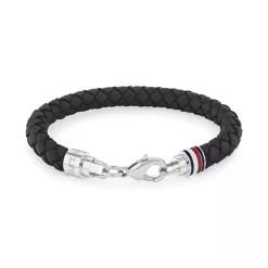 Bracelet Homme 19CM TOMMY HILFIGER ICONIC Cuir Noir