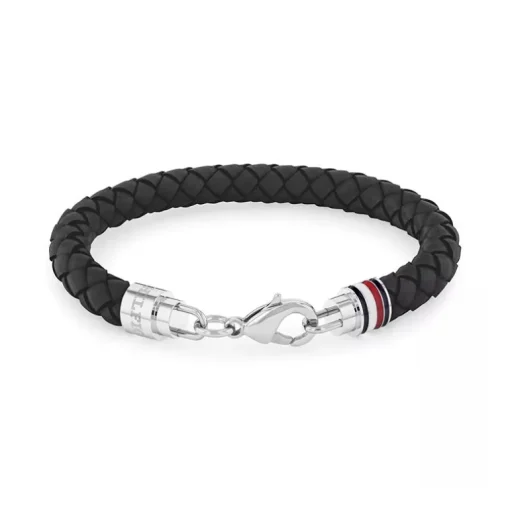 Bracelet Homme 19CM TOMMY HILFIGER ICONIC Cuir Noir