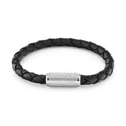 Bracelet Homme 19CM TOMMY HILFIGER EXPLODED Cuir Noir